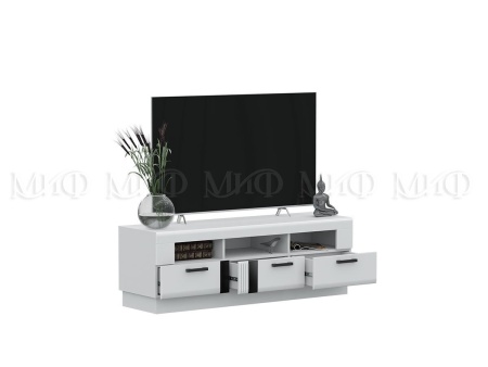 Гостиная Манифик МДФ (Ш-3000 x В-2126 x Г-650 мм)Белый/Белый Глянец