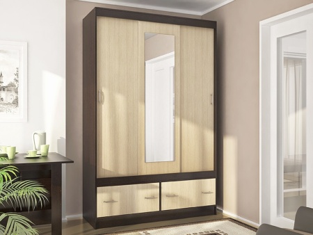 Шкаф-Купе Комфорт-С Венге/Дуб Молочный (Ш-1500 × В-2200 × Г-563 мм)