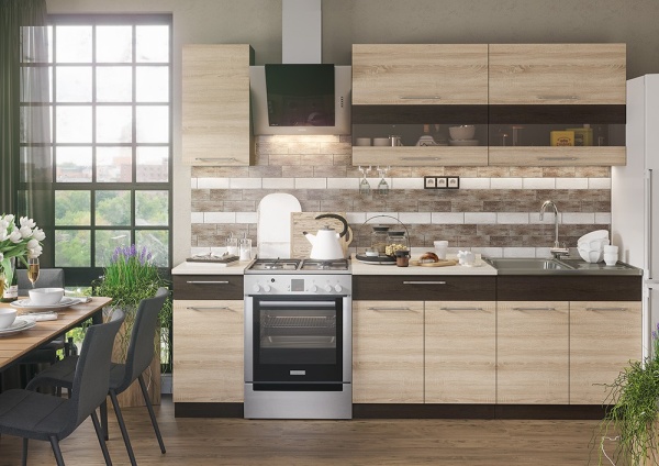 Кухонный Гарнитур Альбина 2000 (мм) Венге/Дуб Сонома