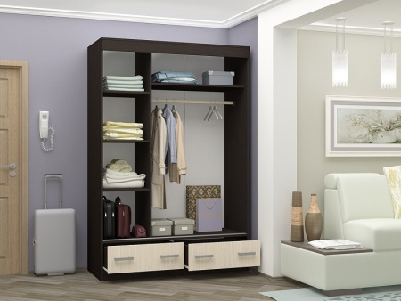 Шкаф-Купе Майа №2 Венге/Белфорт Фотопечать (Ш-1500 х В-2216 х Г-576 мм)